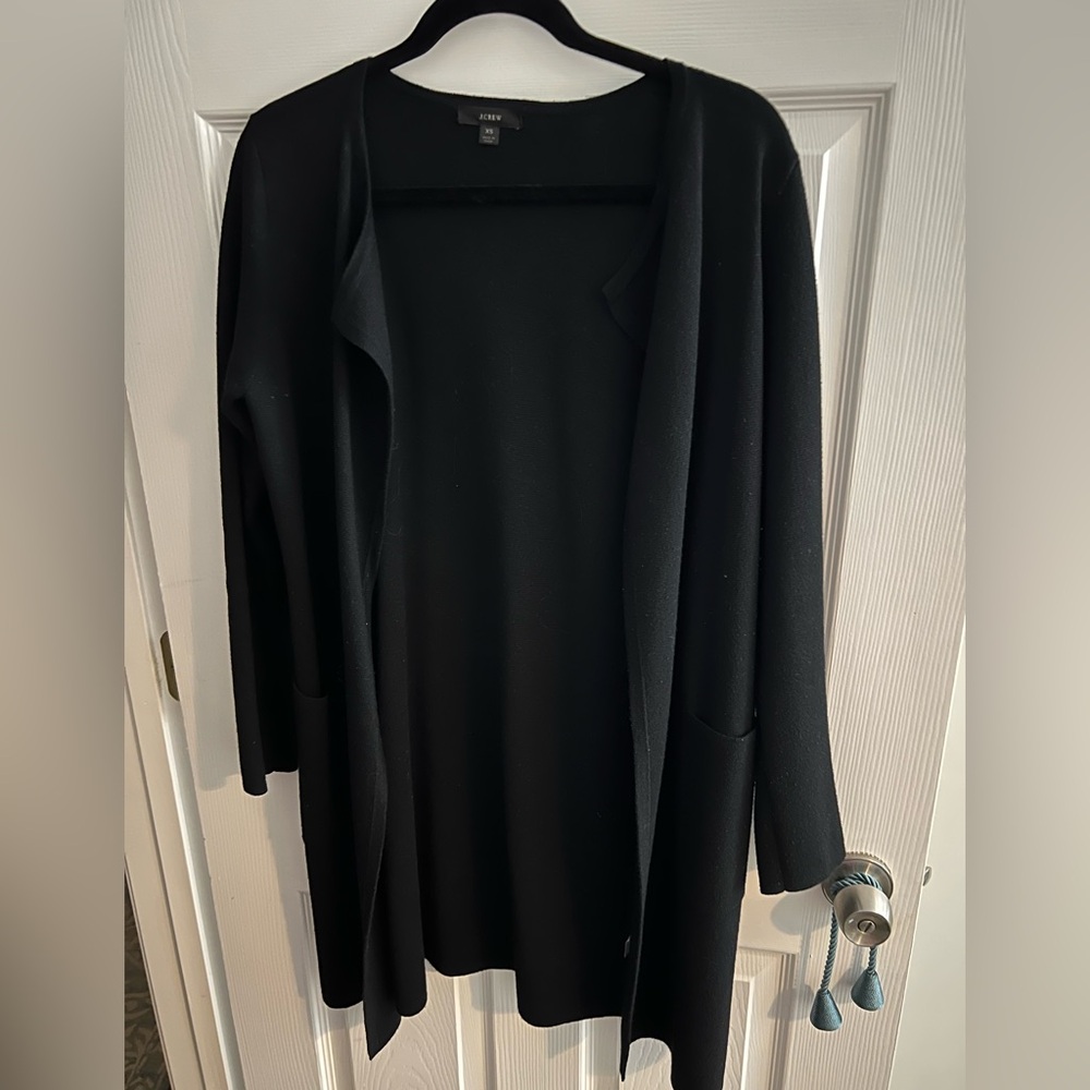 J Crew Black Open Front Cardigan
